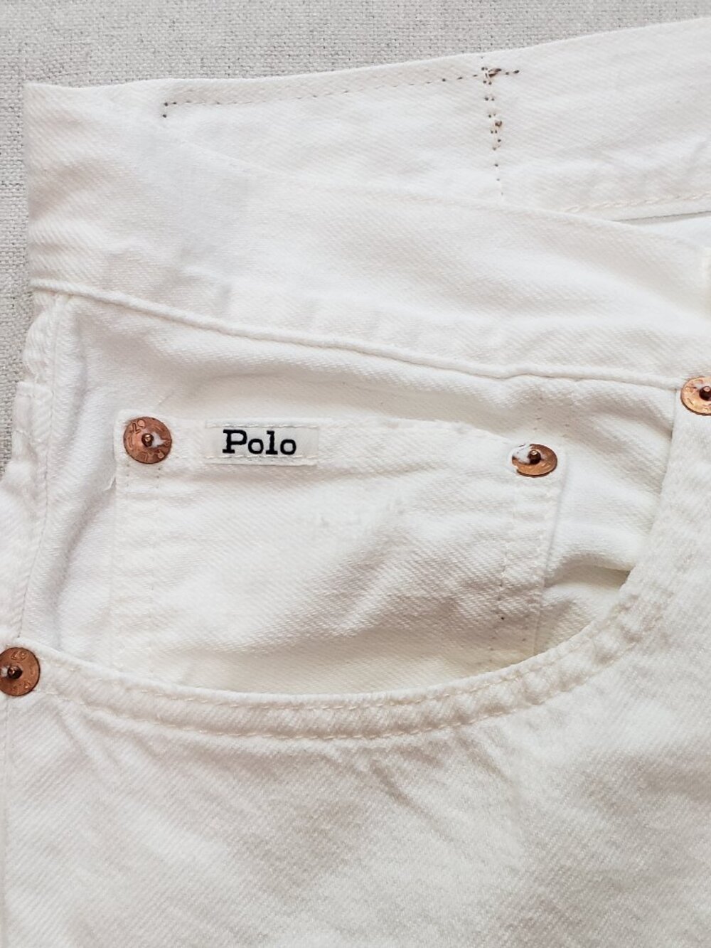 Polo Ralph Lauren Jeans Mens 32x34 White Sullivan Slim Distressed Ripped Denim - Picture 10 of 13